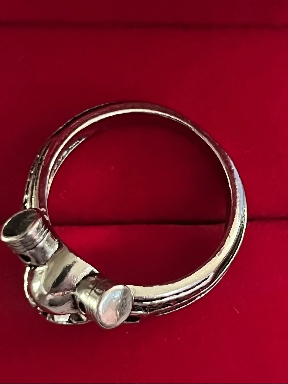 Men's Silver Skull & Pistons Ring - Gothic Biker Style Size 10